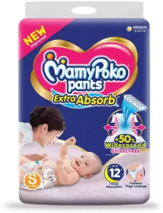 Picture of MamyPoko Pants All Night Absorb Baby Diapers, Large (L), 44 Count 9-14 kg