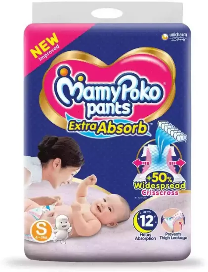 Picture of MamyPoko Pants All Night Absorb Baby Diapers, Large (L), 44 Count 9-14 kg
