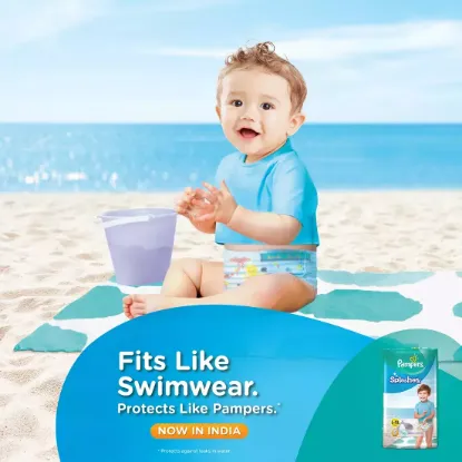 Picture of Swim Diapers Size 5 (> 31 lb), 17 Count - Pampers Splashers Disposable Swim Pants, Large, Pack of 2