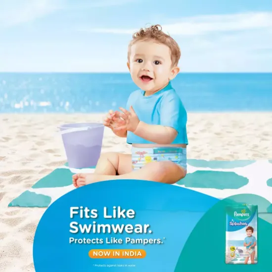 Picture of Swim Diapers Size 5 (> 31 lb), 17 Count - Pampers Splashers Disposable Swim Pants, Large, Pack of 2